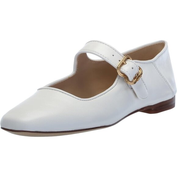 Sam Edelman Shoes - Sam Edelman Womens Bright White Leather  Michaela Mary Jane Ballet Flat Shoes